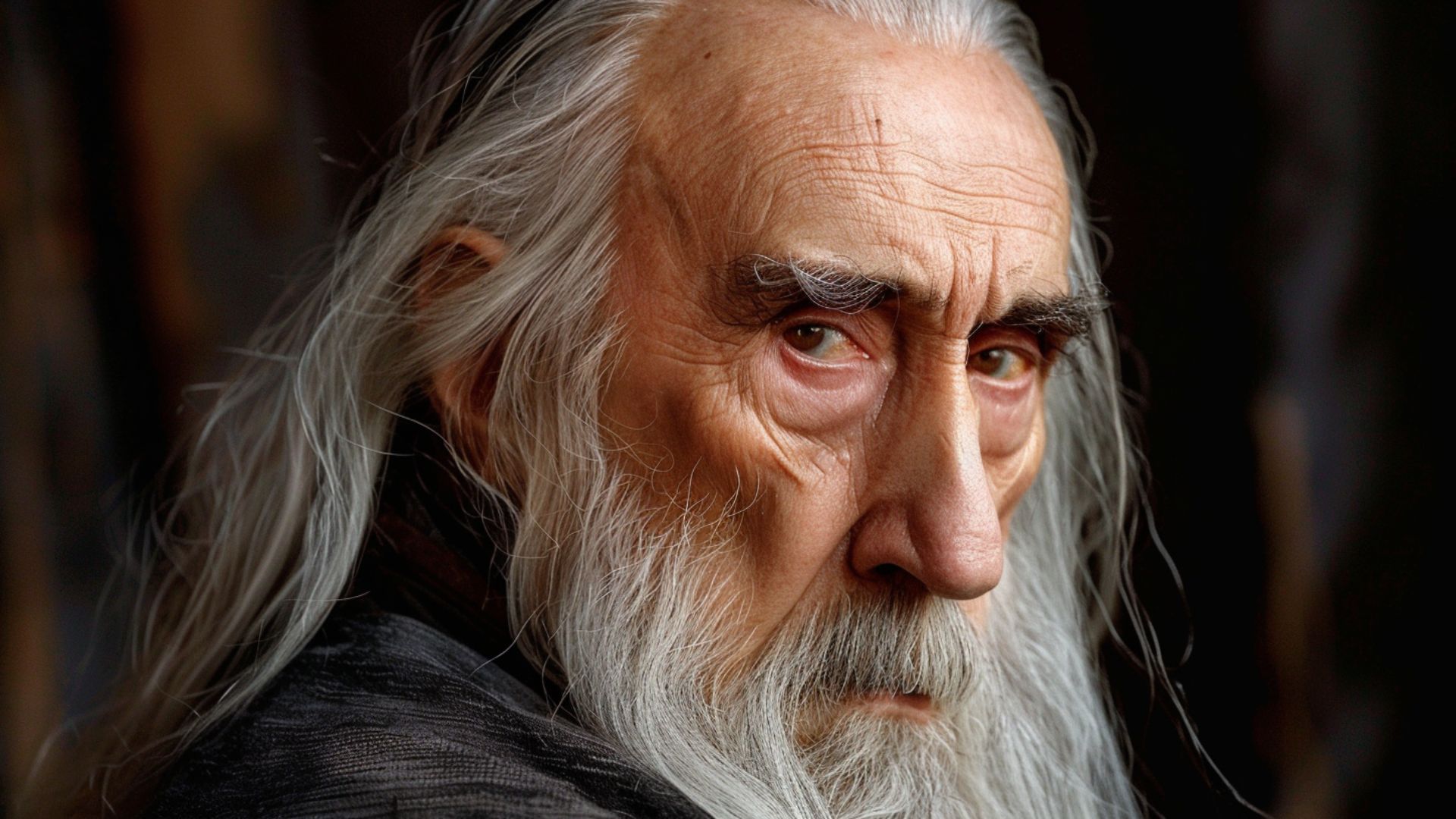 Christopher Lee à l'air mécontent