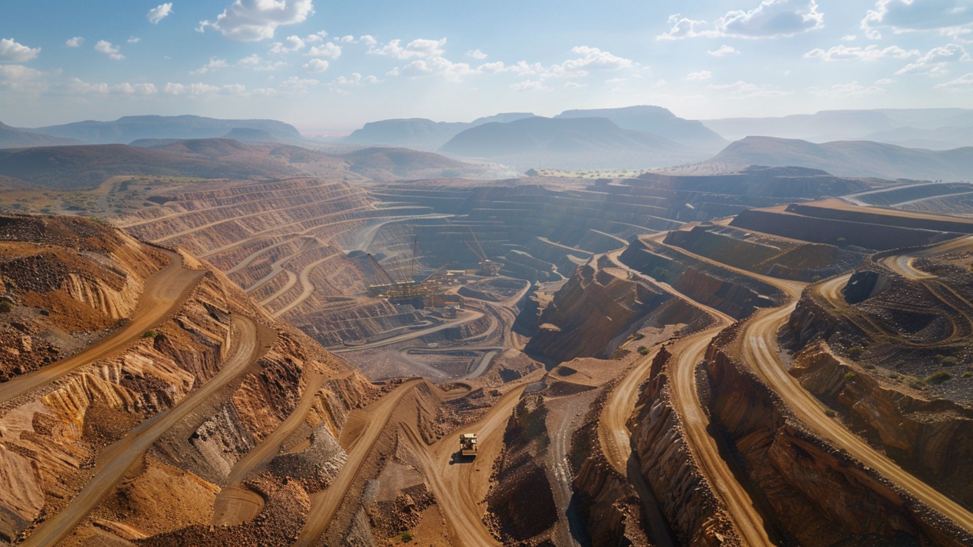 Une mine de Terres Rares, à ciel ouvert, vue du ciel